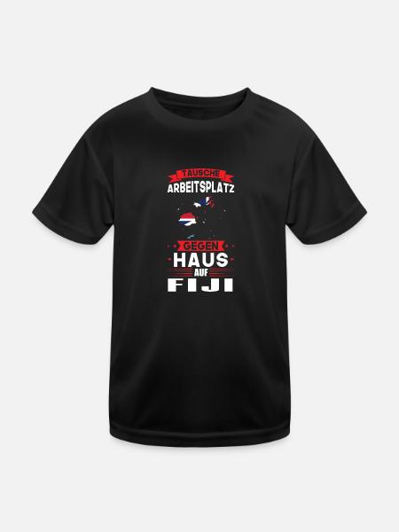 Fiji Flagge Fidschianisch Geschenk - Kinder Funktions-T-Shirt - Schwarz - Vorne
