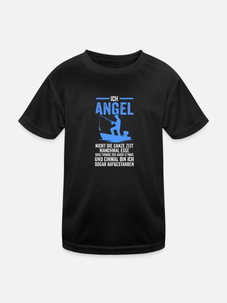 Angeln Fische Fischen Geschenk - Kinder Funktions-T-Shirt - Schwarz - Vorne