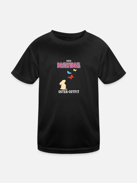 Basketball Frohe Ostern Basketballerin Osteroutfit - Kinder Funktions-T-Shirt - Schwarz - Vorne