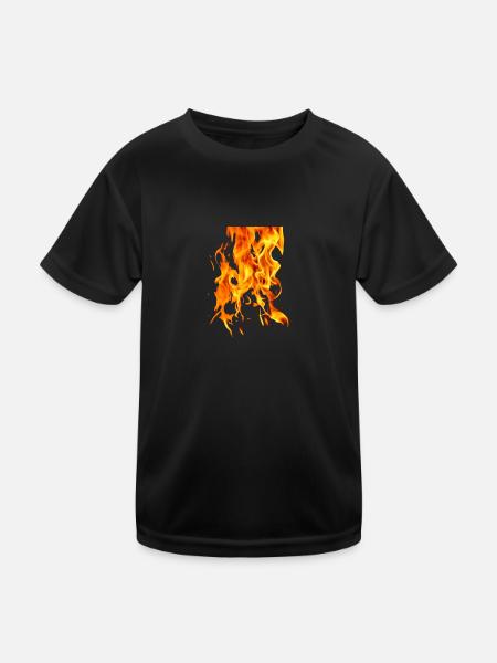 Feuer - Kinder Funktions-T-Shirt - Schwarz - Vorne