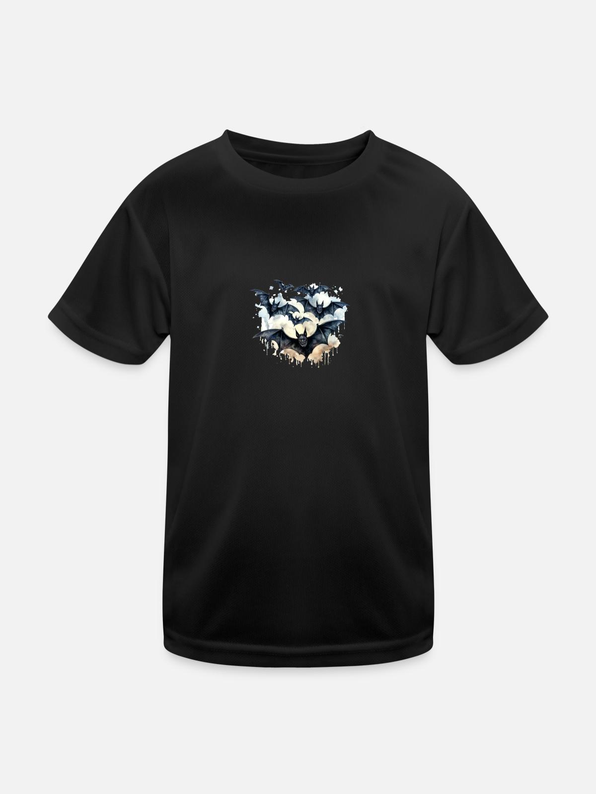 Fledermäuse - Kinder Funktions-T-Shirt - Schwarz - Vorne