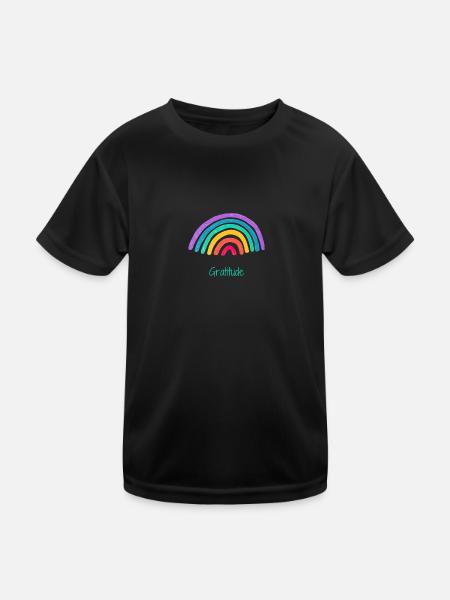 Dankbarkeit Regenbogen - Kinder Funktions-T-Shirt - Schwarz - Vorne