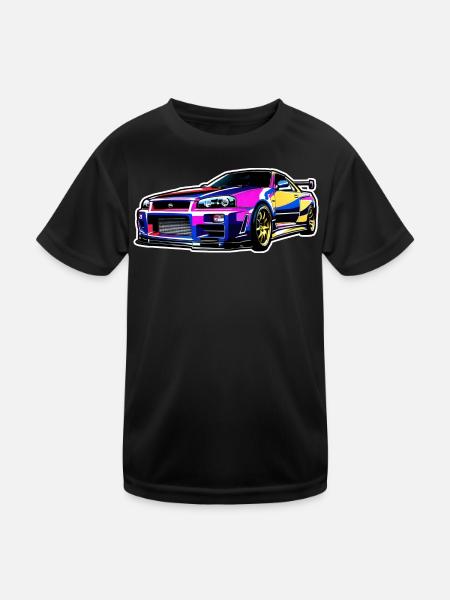 Jdm / Tuning / Turbocharger / Rims / Chiptuning - Kids Functional T-Shirt - black - Front