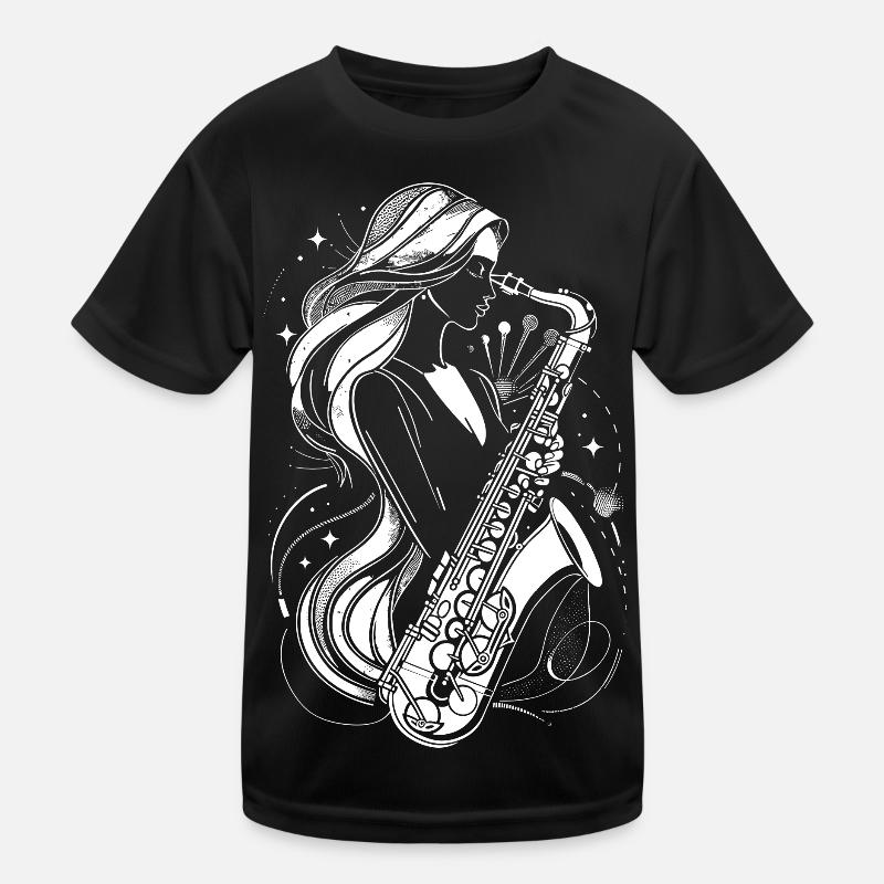 Weiblicher Saxophonist Kinder Funktions-T-Shirt