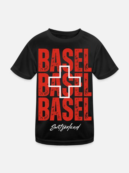 Bâle Suisse, un souvenir de Bâle - T-shirt sport Enfant - noir - Devant