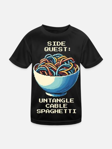 Désordre de câbles démêlé | Gestion du câble - T-shirt sport Enfant - noir - Devant