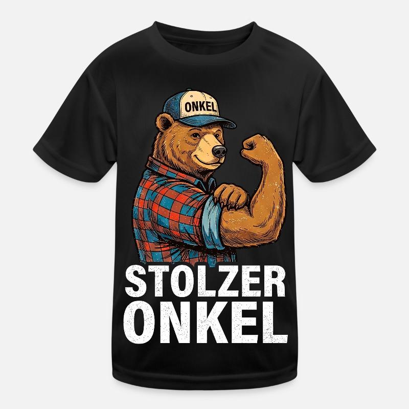Stolzer Onkel Bär - Kinder Funktions-T-Shirt - Schwarz