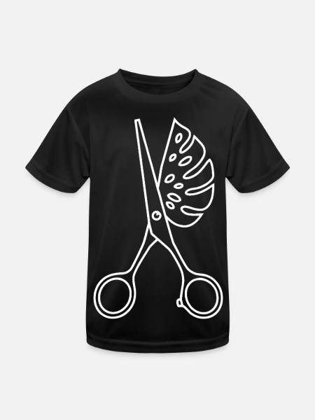 Scissors & Monstera - Kids Functional T-Shirt - black - Front