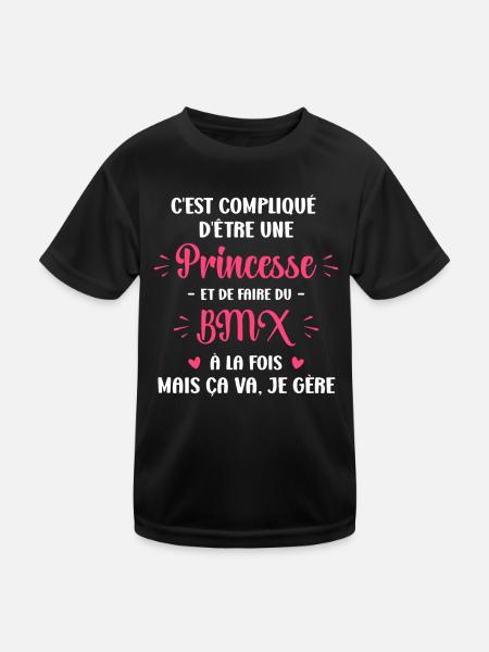 Compliqué princesse et faire du bmx - T-shirt sport Enfant - noir - Devant