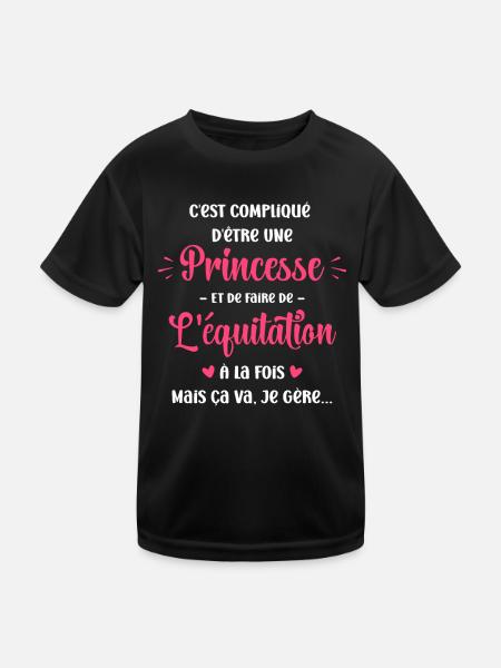 Compliqué princesse et de faire de l'équitation - T-shirt sport Enfant - noir - Devant