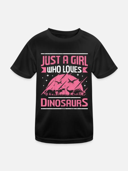 Just A Girl Who Loves Dinosaurs - Dinosaur Girl - Kids Functional T-Shirt - black - Front