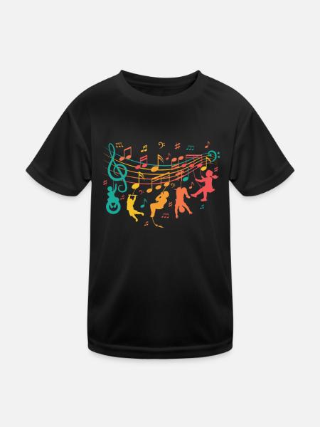 Music uses sheet music - music lovers - Kids Functional T-Shirt - black - Front
