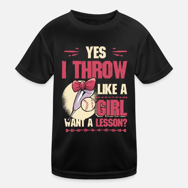 Yes I throw like a girl, wants a lesson Kids Functional T-Shirt