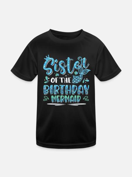 Sœur de la sirène d’anniversaire Sœur - T-shirt sport Enfant - noir - Devant