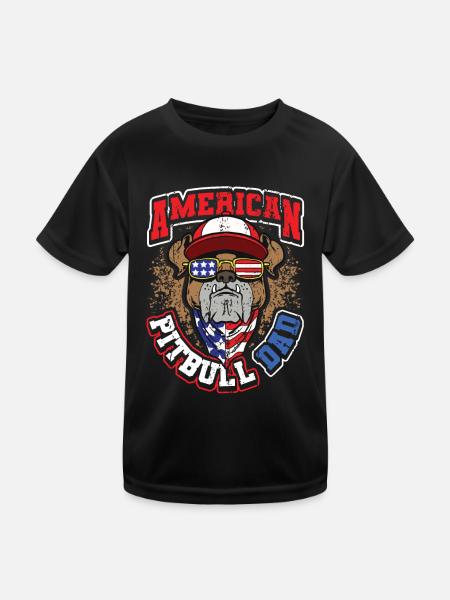 American Pitbull Dad 4 juillet - T-shirt sport Enfant - noir - Devant