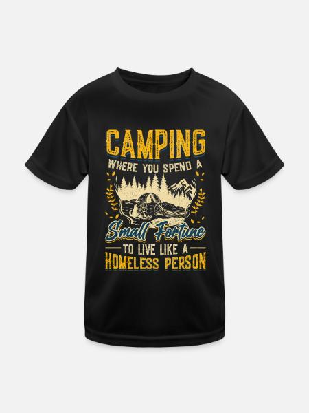 Camping, dépensez une petite fortune. - T-shirt sport Enfant - noir - Devant