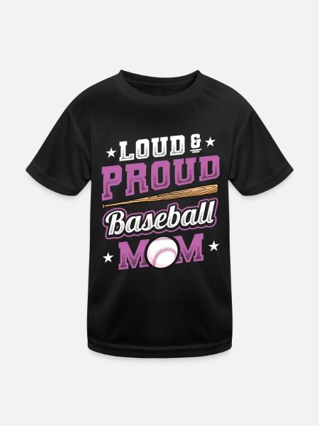 Laut und stolzer Baseball-Mutter - Kinder Funktions-T-Shirt - Schwarz - Vorne