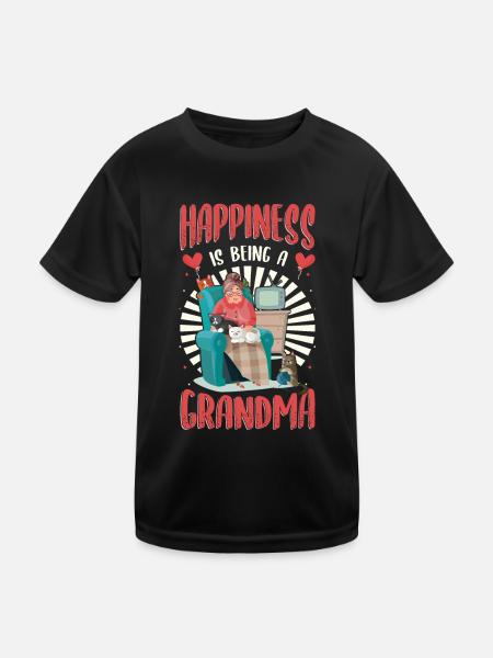 Happiness Is Being A Grandma Pregnancy Announcement - Kids Functional T-Shirt - black - Front