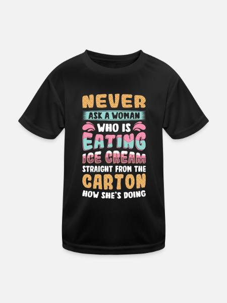 Sad Women Heartbreak Lovesickness Ice Cream - Kids Functional T-Shirt - black - Front