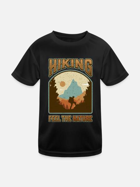 Feel The Nature, National Park, Hiking. - Kids Functional T-Shirt - black - Front