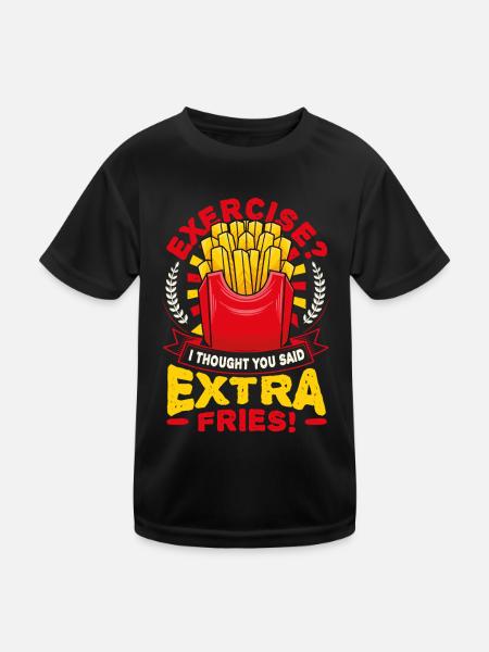 Extra Pommes Frites - Kinder Funktions-T-Shirt - Schwarz - Vorne