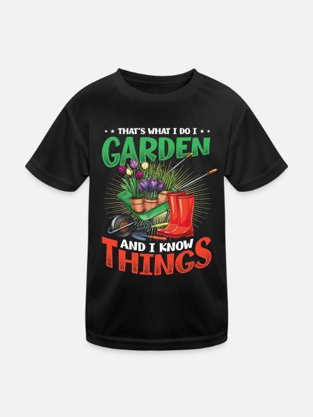 C’est ce que je fais, je jardine et je sais des choses - T-shirt sport Enfant - noir - Devant