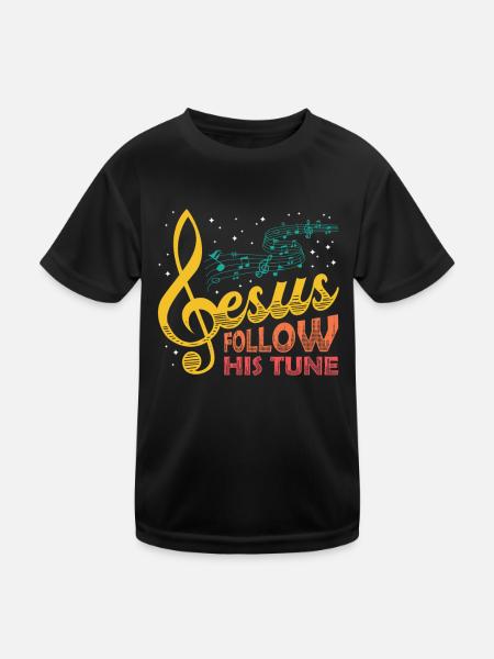 Jesus, clef, music, religious. - Kids Functional T-Shirt - black - Front