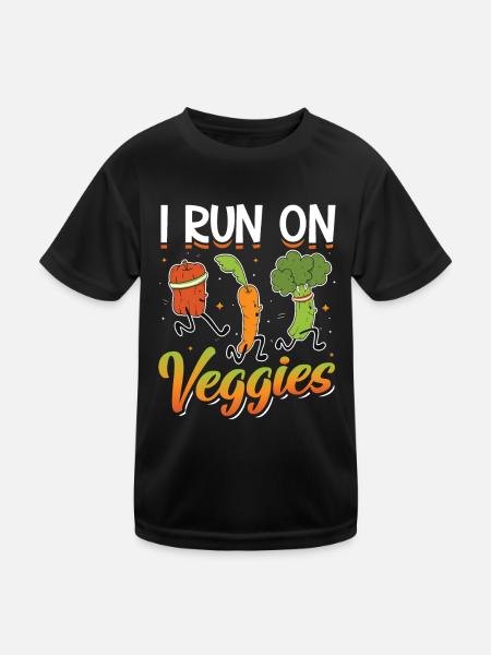 I run for Veggies - Kids Functional T-Shirt - black - Front