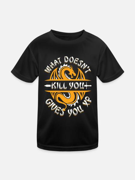 Was dich nicht umbringt, gibt dir XP - Kinder Funktions-T-Shirt - Schwarz - Vorne