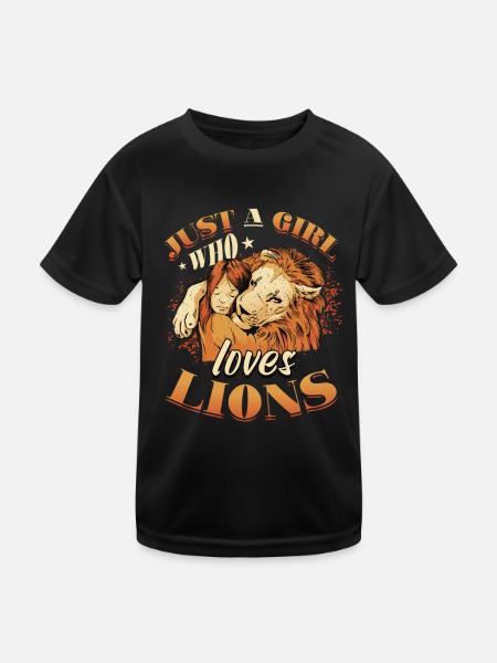 Nur ein Mädchen, das Löwen-Frauen liebt. - Kinder Funktions-T-Shirt - Schwarz - Vorne