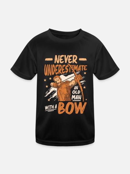 Ne sous-estimez jamais un vieil homme avec un arc - T-shirt sport Enfant - noir - Devant