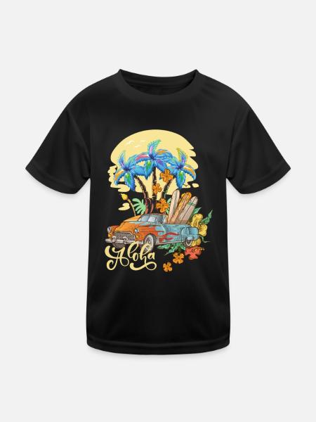 Aloha Surfen , Hawaii - Kinder Funktions-T-Shirt - Schwarz - Vorne