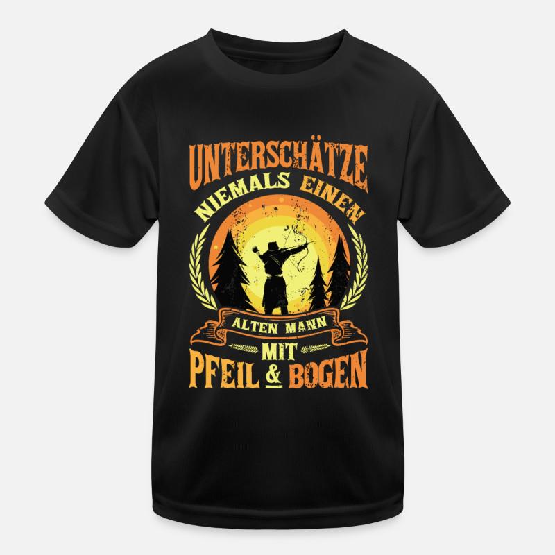 Vieil homme Avec arc et flèche, tir à l’arc. T-shirt sport Enfant
