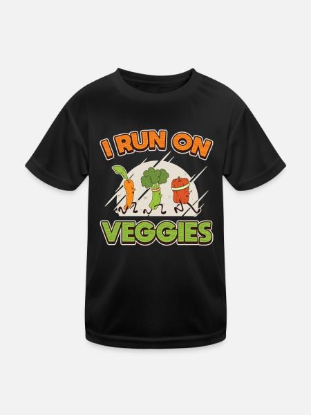 I run on Veggies, Vegan Runners. - Kids Functional T-Shirt - black - Front