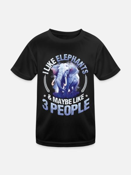 I Like Elephants And Maybe 3 People Elephant Lover - Kids Functional T-Shirt - black - Front