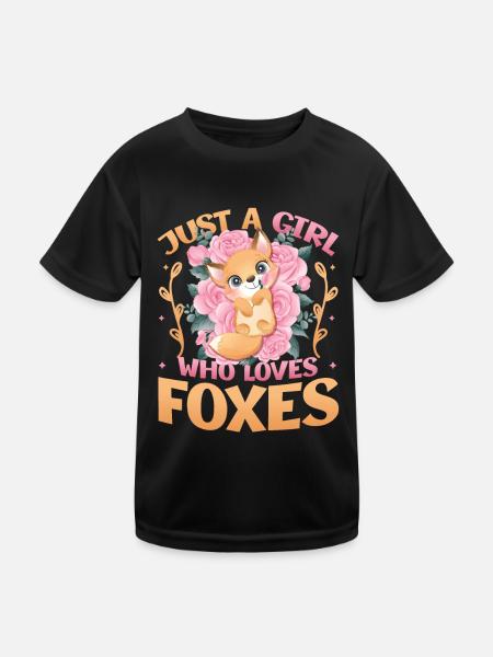 Just a girl who loves foxes - Fox Girls - Kids Functional T-Shirt - black - Front