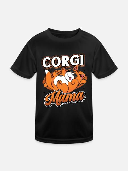 Corgi Mama für Damen - Kinder Funktions-T-Shirt - Schwarz - Vorne