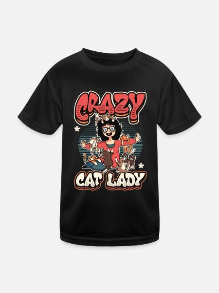 Dame chat folle - T-shirt sport Enfant - noir - Devant
