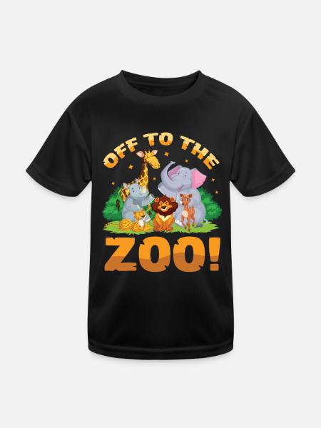 Off to the zoo - Kids Functional T-Shirt - black - Front