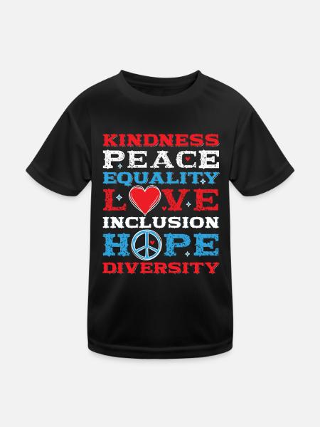 Diversité Égalité Amour Paix Droits de l’homme - T-shirt sport Enfant - noir - Devant