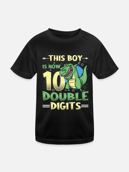 This boy is now 10 double digit birthday - Kids Functional T-Shirt - black - Front