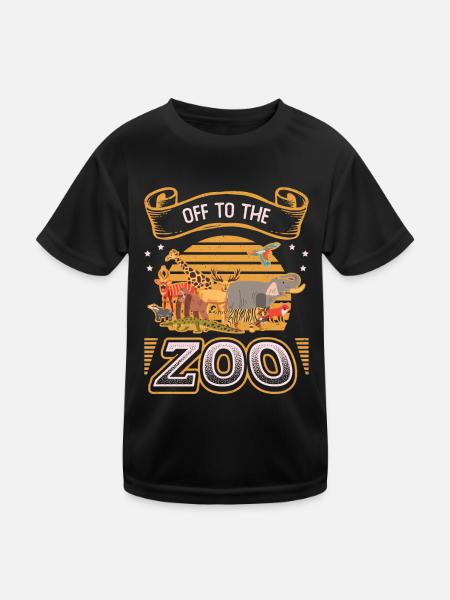 Off to the zoo - Kids Functional T-Shirt - black - Front