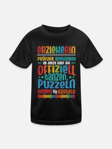 Erzieherin, Prüfung bestanden, Pädagogik, Kita. - Kinder Funktions-T-Shirt - Schwarz - Vorne