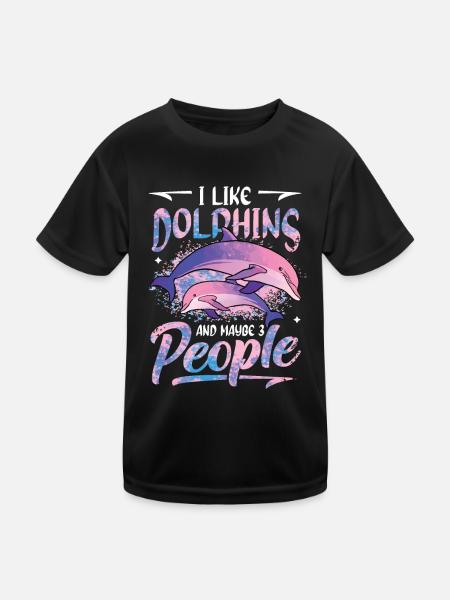 I Like Dophins And Maybe 3 People Dolphin Girls - Kids Functional T-Shirt - black - Front
