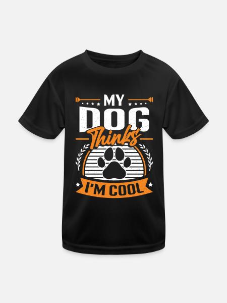 Mon chien pense que je suis cool - T-shirt sport Enfant - noir - Devant