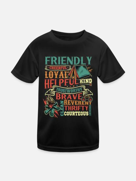 Traits de caractère scout Scoutisme - T-shirt sport Enfant - noir - Devant