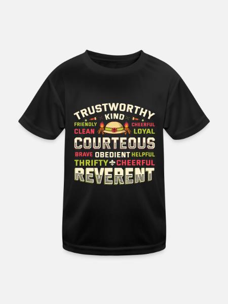 Traits de caractère scout Scoutisme - T-shirt sport Enfant - noir - Devant