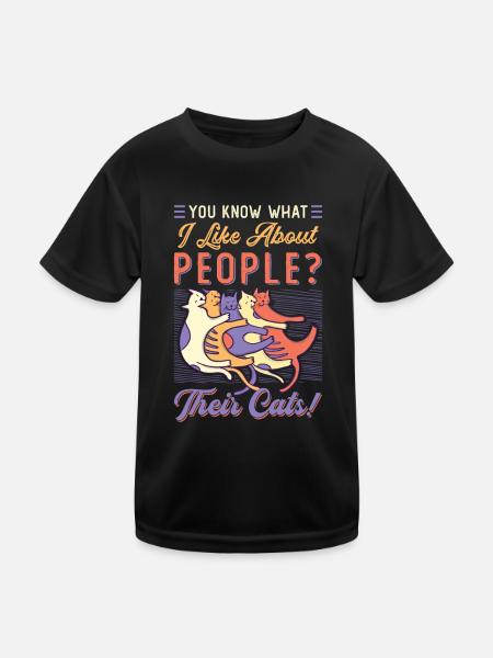 You know what I like about people and cats. - Kids Functional T-Shirt - black - Front