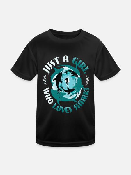 Girl who loves sharks - Kids Functional T-Shirt - black - Front
