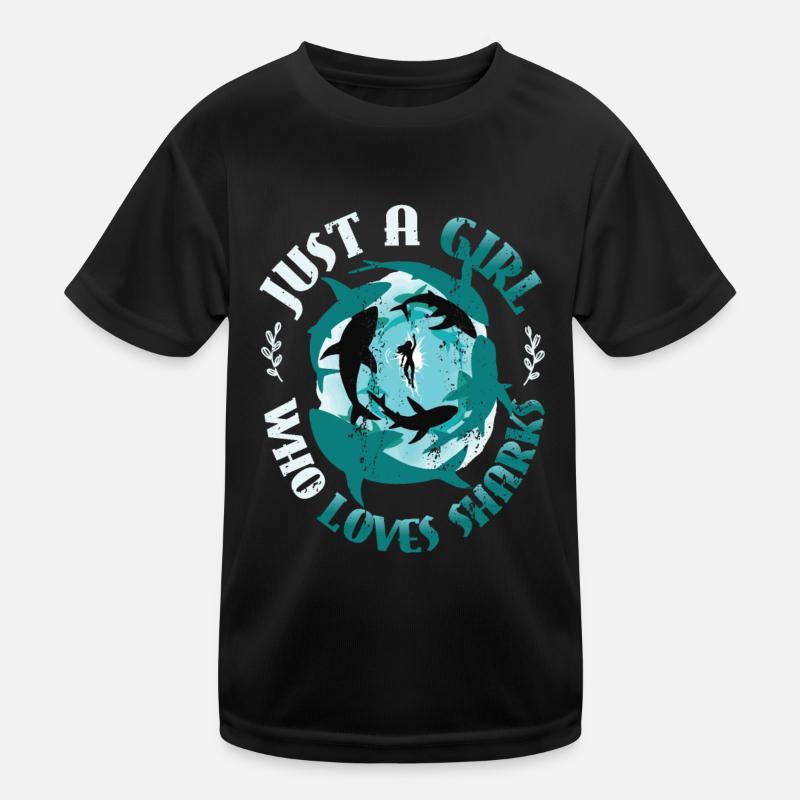 Mädchen, das Haie liebt Kinder Funktions-T-Shirt